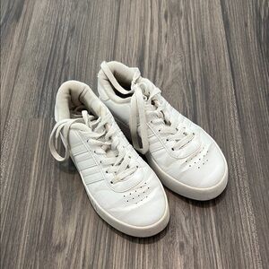 Adidas White Sneakers with Subtle Stripes